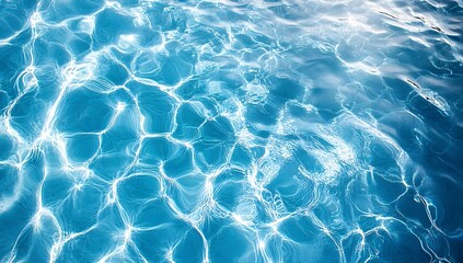 Poster - Sparkling Blue Water Surface with Sun Reflections Texture Background Clear Ripples and Shiny Light Summer Vibes : Generative AI