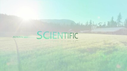 Poster - Text animation over serene landscape with mountains and trees in background