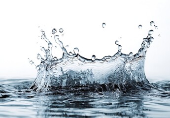 Poster - Dynamic Water Splash Crown Detailed High Speed Photography Liquid Motion Art Fresh Clear Water Droplets Abstract Nature : Generative AI