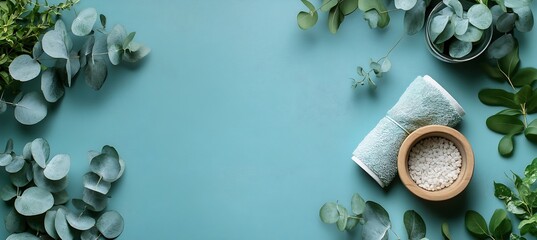 Aufkleber - Towels and natural elements arranged thoughtfully on a soft backdrop inviting relaxation and rejuvenation : Generative AI