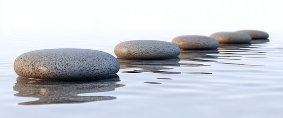 Fototapete - Serene Zen Stones in Calm Water for Meditation Relaxation and Mindfulness : Generative AI