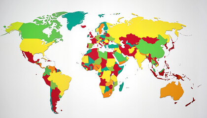 Colorful world map illustration on neutral background, global awareness