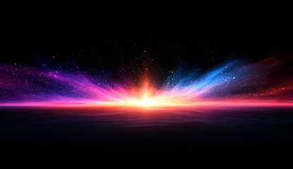 Fototapete - Stunning cosmic horizon with colorful light rays bursting in an explosion of wonder and magic : Generative AI