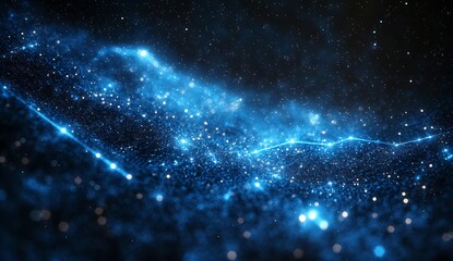 Aufkleber - An enchanting cosmic landscape with sparkling stars and a rich blue hue creating a sense of depth and wonder : Generative AI