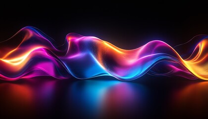 Poster - Dynamic fluid waves of radiant colors creating a stunning illumination against a dark backdrop in digital design : Generative AI