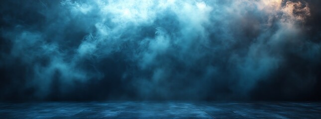 Poster - Abstract Blue Smoke Background  Perfect for Adding Atmosphere and Mystery to Designs Presentations and Creative Projects : Generative AI