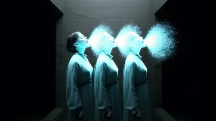 Poster - Ghostly Figures Harmonizing in a Hauntingly Luminous Setting Generative AI