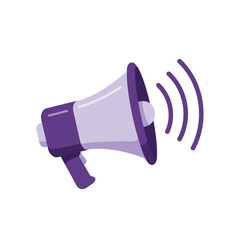 Poster - Megaphone emitting sound waves in minimal flat design vector art