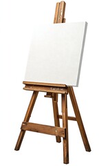 Poster - Artist Easel with Blank Canvas Isolated on White Background Ready for Painting Studio Equipment Image : Generative AI