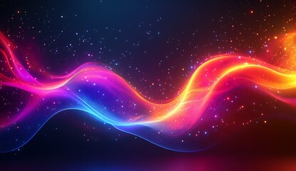 Fototapete - Graceful colorful waves intertwining to produce a captivating visual effect against a dark backdrop : Generative AI