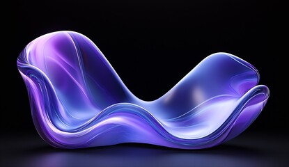 Fototapete - Elegant Curved Chair Design in Purple with Smooth Flowing Silhouettes : Generative AI