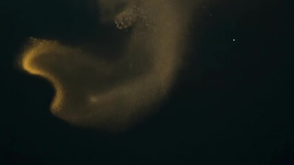 Poster - Abstract dynamic cloud of dust particles dispersing against black background in explosion