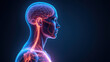 © Tameem - A medical illustration showing a side view of the human head with highlighted VNS (Vagus Nerve Stimulation) implantation area.