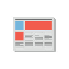 Poster - Newspaper layout design featuring colorful sections in flat vector art style vector illustration