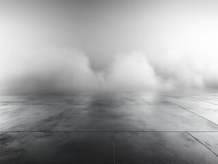 Aufkleber - Abstract Foggy Concrete Floor Background Empty Space Industrial Design Interior Backdrop Modern Surface Texture : Generative AI