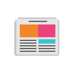Poster - Newspaper layout design with colorful sections in flat style vector art