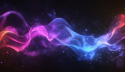 Aufkleber - Cosmic abstract wave background in stunning colors of blue and pink with sparkling stars effect : Generative AI
