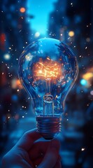 Poster - Inspiring Lightbulb Concept Idea Creativity Innovation Inspiration and Energy Spark Background for Creative Solutions : Generative AI