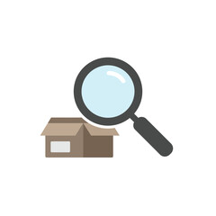 Poster - Magnifying glass examining an open box in minimal vector art