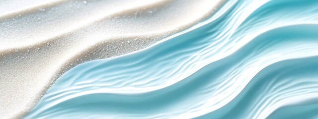 Poster - Serene Beach Wave Detail Abstract Ocean Scene with Soft Sand and Blue Water Perfect for Nature Photography and Coastal Themes : Generative AI