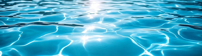 Leinwandbilder - Sparkling Blue Water Surface with Sun Reflection Abstract Ripple Texture and Refreshing Aquatic Background Ocean Scene : Generative AI