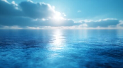 Poster - Serene Ocean View with Sunlit Horizon Peaceful Seascape for Relaxation and Meditation : Generative AI