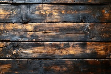 Fototapete - Rustic Dark Wood Grain Background Old Weathered Wooden Planks Texture Vintage Style Natural Surface Grunge Detail : Generative AI