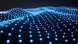 © AlfaSmart - Futuristic neon grid with glowing blue network connections in dark space