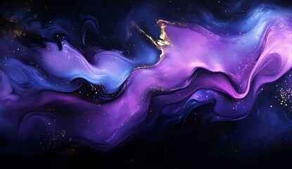 Poster - Captivating fluid art piece showcasing vivid purple and blue waves creating a dynamic texture : Generative AI