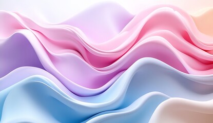 Poster - Enchanting waves of pastel pink and blue colors creating a soothing visual effect : Generative AI