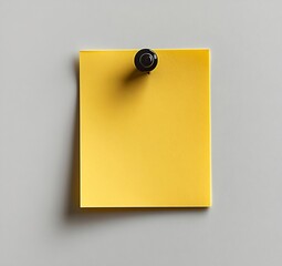 Poster - Close Up of Yellow Sticky Note Pinned on Gray Surface Reminder Message Office Supply Minimalist Design Bright Colors : Generative AI