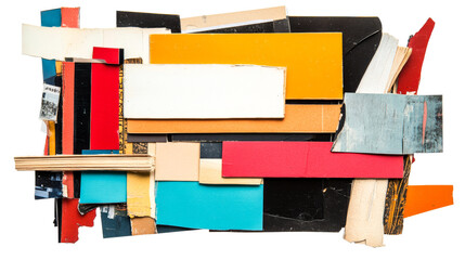 Wall Mural - colorful collage of paper scraps in abstract composition , cut out transparent