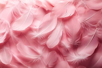 Poster - Soft Pink Feather Pile CloseUp Texture for Dreamy Ethereal and Luxurious Backgrounds and Delicate Designs : Generative AI