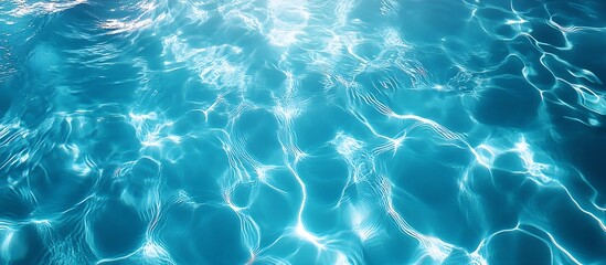 Poster - Crystal Clear Blue Water Texture Abstract Pattern Summer Swimming Pool Fresh Refreshing Backdrop Tranquil Ripples Serene Surface : Generative AI