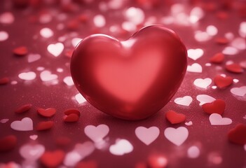 Poster - day colored heart background romantic valentines red shaped beautiful abstract valentine light holiday shine texture marriage shiny white design bokeh love banner card illustration bright wallpaper