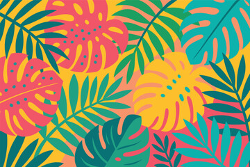 Colorful leafy background with a variety of green and yellow leaves