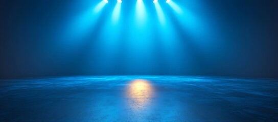 Poster - Dramatic Stage Lighting Empty Stage Floor Dark Background Spotlight Effect Performance Art Show Event Space  : Generative AI