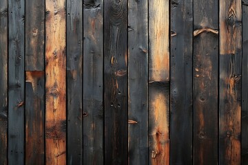 Fototapete - Rustic Dark Wood Plank Background with Natural Grains and Textures Ideal for a Warm and Vintage Look : Generative AI