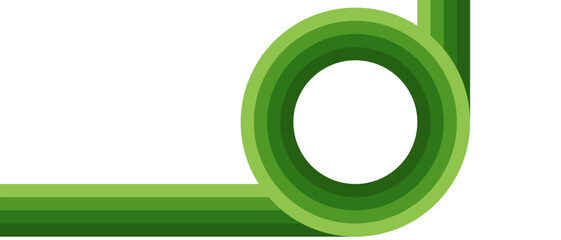 Sticker - green circle corner abstract design. bold green looping line for layout background. vector illustrat