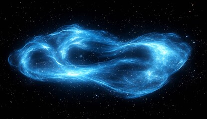 Poster - Enigmatic cosmic cloud formation swirling in space with vibrant blue light and stars creating a mystical atmosphere : Generative AI