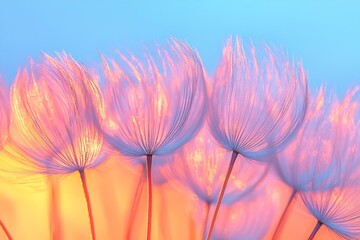 Poster - Dandelion Seeds in Pastel Colors Abstract Macro Photography of Nature's Beauty in Soft Light and Gentle Hues : Generative AI