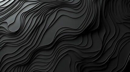Poster - Abstract Black Wavy Layers Background Minimalist Dark Texture Modern Art Design Geometric Pattern Elegant Style : Generative AI