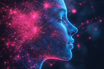 Poster - Abstract Neural Network and Artificial Intelligence Concept. Digital Brain Machine Learning and Future Technology Theme : Generative AI