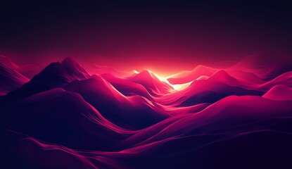 Poster - Enchanting landscape of rolling hills bathed in a warm pink glow at dawn : Generative AI