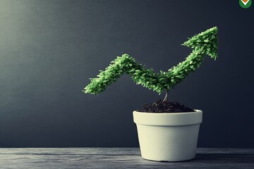 Aufkleber - Growth Concept Plant Shaped as Arrow Upward Success Financial Increase Business Progress Positive Trend Investment Growth Future : Generative AI