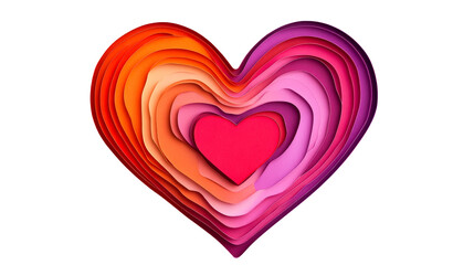 Wall Mural - paper art layered heart shape with gradation, cut out transparent