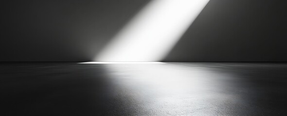 Poster - Dramatic Spotlight on a Dark Floor Abstract Black and White Minimalist Background Empty Stage for Product Presentation : Generative AI