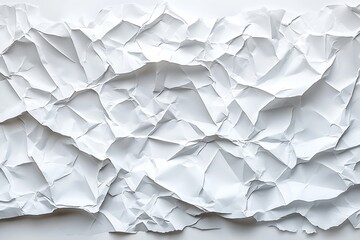 Fototapete - Abstract Crumpled White Paper Texture Background Wrinkled Blank Sheet for Creative Design : Generative AI