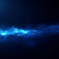 Fototapete - Abstract Blue Light Wave Energy Background Futuristic Technology Design and Glowing Particle Stream Cyber Network Art : Generative AI
