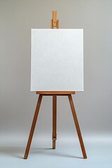 Poster - Blank Canvas on Easel Ready for Painting or Display Empty White Surface for Art Project Studio Setting : Generative AI